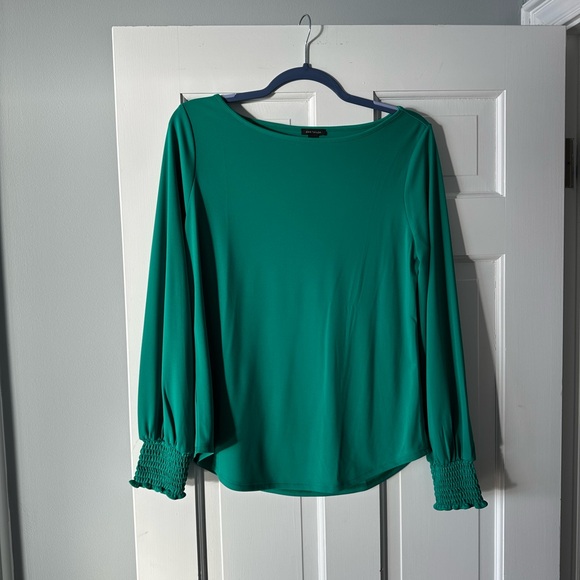 Ann Taylor Tops - Ann Taylor Teal Blouse with Smocked Cuffs
